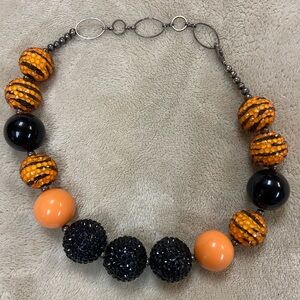 Black and Orange Chunky Bead Necklace